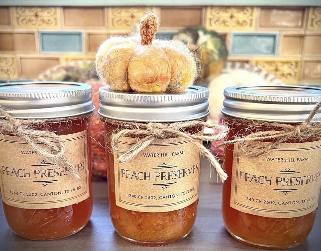 Peach preserves jars
