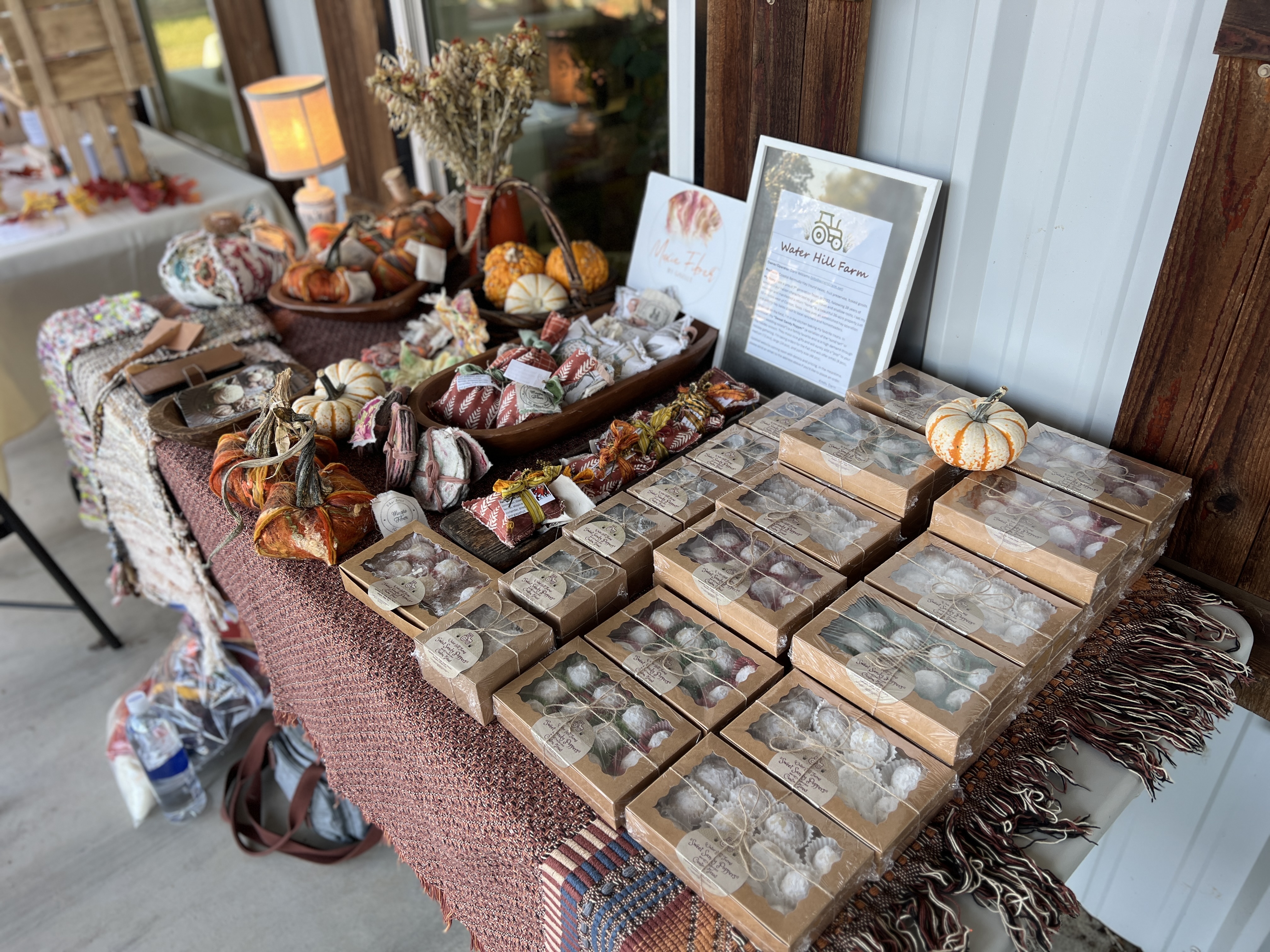 Handcrafted farm goods table